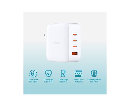 Зарядное устройство D-Link 3xUSB-C + 1xUSB-A 100W GaN white (DCP-101), изображение 3 Зарядное устройство D-Link 3xUSB-C + 1xUSB-A 100W GaN white (DCP-101), изображение 3