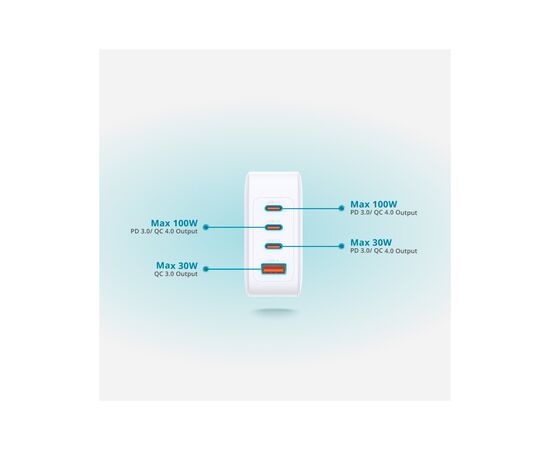 Зарядное устройство D-Link 3xUSB-C + 1xUSB-A 100W GaN white (DCP-101), изображение 4 Зарядное устройство D-Link 3xUSB-C + 1xUSB-A 100W GaN white (DCP-101), изображение 4