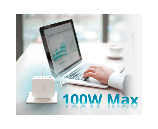 Зарядное устройство D-Link 3xUSB-C + 1xUSB-A 100W GaN white (DCP-101), изображение 8 Зарядное устройство D-Link 3xUSB-C + 1xUSB-A 100W GaN white (DCP-101), изображение 8