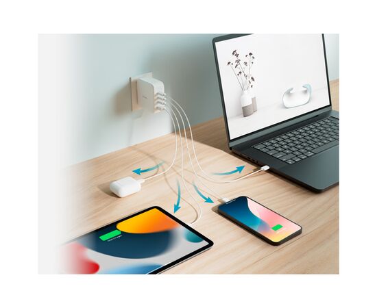 Зарядное устройство D-Link 3xUSB-C + 1xUSB-A 100W GaN white (DCP-101), изображение 9 Зарядное устройство D-Link 3xUSB-C + 1xUSB-A 100W GaN white (DCP-101), изображение 9