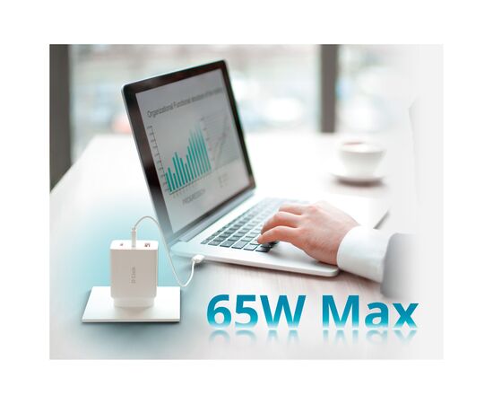 Зарядное устройство D-Link 2xUSB-C + 1xUSB-A 65W GaN white (DCP-651), изображение 9 Зарядное устройство D-Link 2xUSB-C + 1xUSB-A 65W GaN white (DCP-651), изображение 9