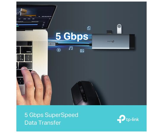 Концентратор TP-Link USB 3.0 6-in-1 2xUSB 3.0 + 1xUSB-C + 1xHDMI + 1xRJ45 + PD 100W (UH6120C), изображение 10 Концентратор TP-Link USB 3.0 6-in-1 2xUSB 3.0 + 1xUSB-C + 1xHDMI + 1xRJ45 + PD 100W (UH6120C), изображение 10