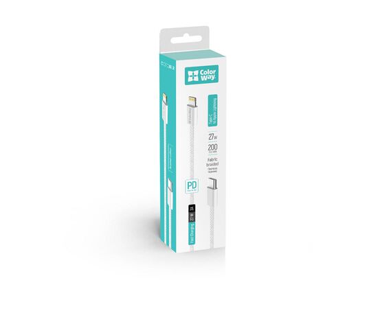 Дата кабель USB-C to Lightning 2.0m PD 27W braided gray ColorWay (CW-CBPDCL068-GR), зображення 9 Дата кабель USB-C to Lightning 2.0m PD 27W braided gray ColorWay (CW-CBPDCL068-GR), зображення 9