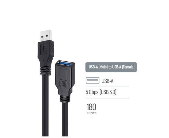 Дата кабель USB 3.0 AM/AF 1.8m black ColorWay (CW-CBUF075-BK), изображение 5 Дата кабель USB 3.0 AM/AF 1.8m black ColorWay (CW-CBUF075-BK), изображение 5