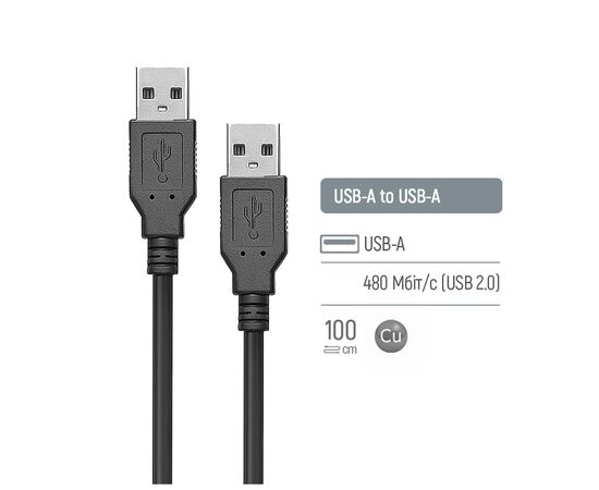 Дата кабель USB 2.0 AM/AM 1.0m black ColorWay (CW-CBUU071-BK), изображение 4 Дата кабель USB 2.0 AM/AM 1.0m black ColorWay (CW-CBUU071-BK), изображение 4