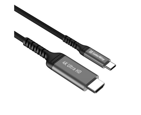Кабель мультимедийный USB-C to HDMI M 2.0m 4K60Hz black ColorWay (CW-CBCHD077-BK), изображение 4 Кабель мультимедийный USB-C to HDMI M 2.0m 4K60Hz black ColorWay (CW-CBCHD077-BK), изображение 4