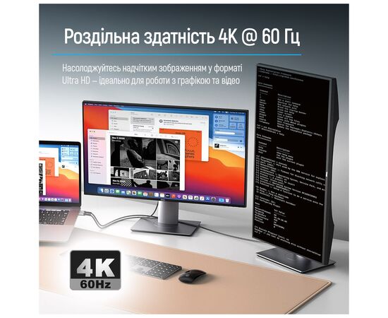 Кабель мультимедийный USB-C to HDMI M 2.0m 4K60Hz black ColorWay (CW-CBCHD077-BK), изображение 9 Кабель мультимедийный USB-C to HDMI M 2.0m 4K60Hz black ColorWay (CW-CBCHD077-BK), изображение 9
