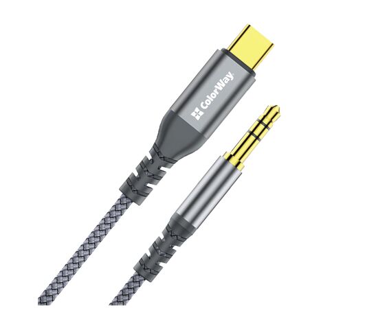 Кабель мультимедийный USB-C to 3.5mm M 1.2m gray ColorWay (CW-CBPDJ071-G), изображение 4 Кабель мультимедийный USB-C to 3.5mm M 1.2m gray ColorWay (CW-CBPDJ071-G), изображение 4
