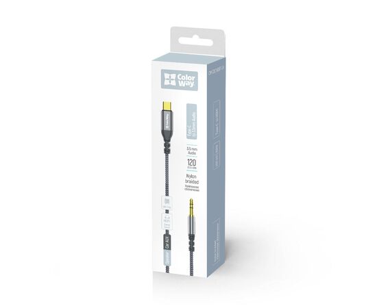 Кабель мультимедийный USB-C to 3.5mm M 1.2m gray ColorWay (CW-CBPDJ071-G), изображение 6 Кабель мультимедийный USB-C to 3.5mm M 1.2m gray ColorWay (CW-CBPDJ071-G), изображение 6