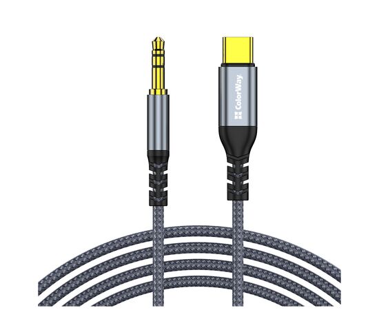 Кабель мультимедийный USB-C to 3.5mm M 1.2m gray ColorWay (CW-CBPDJ071-G)