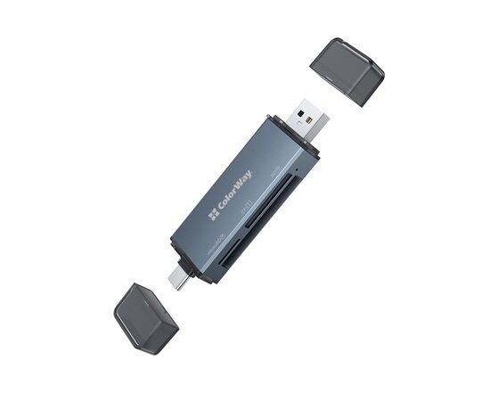 Считыватель флеш-карт ColorWay USB 2.0/USB-C to CF/SD/MicroSD (CW-CR-01), изображение 2 Считыватель флеш-карт ColorWay USB 2.0/USB-C to CF/SD/MicroSD (CW-CR-01), изображение 2