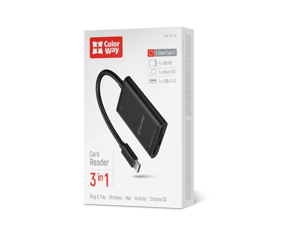 Считыватель флеш-карт ColorWay USB-C to USB 3.0/SD/MicroSD (CW-CR-02), изображение 12 Считыватель флеш-карт ColorWay USB-C to USB 3.0/SD/MicroSD (CW-CR-02), изображение 12