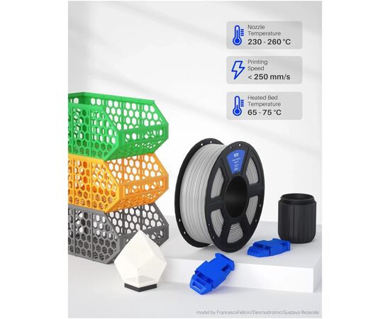 Пластик для 3D-принтера ELEGOO PETG 1кг, 1.75мм, gray dark (50.203.0396), зображення 2 Пластик для 3D-принтера ELEGOO PETG 1кг, 1.75мм, gray dark (50.203.0396), зображення 2