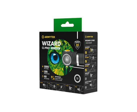 Фонарь Armytek Wizard C1 Pro Magnet USB (F09001C), изображение 6 Фонарь Armytek Wizard C1 Pro Magnet USB (F09001C), изображение 6