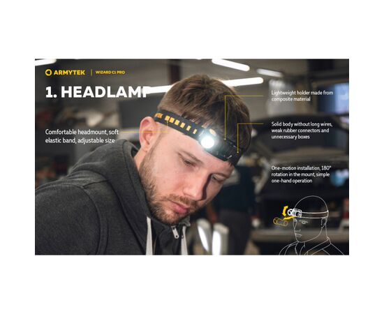 Фонарь Armytek Wizard C1 Pro Magnet USB (F09001C), изображение 8 Фонарь Armytek Wizard C1 Pro Magnet USB (F09001C), изображение 8