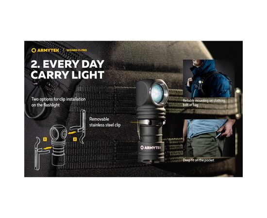 Фонарь Armytek Wizard C1 Pro Magnet USB (F09001C), изображение 9 Фонарь Armytek Wizard C1 Pro Magnet USB (F09001C), изображение 9