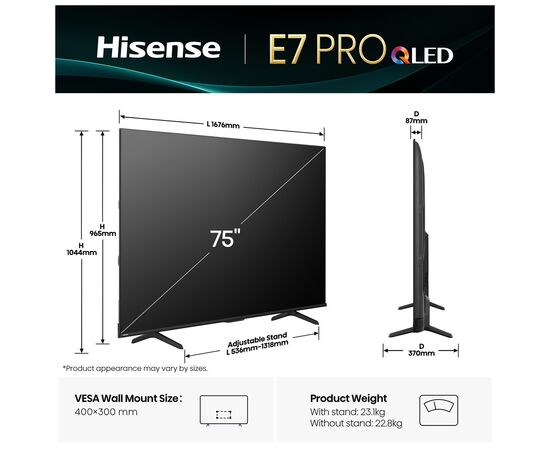 Телевизор Hisense 75E7Q PRO, изображение 2 Телевизор Hisense 75E7Q PRO, изображение 2