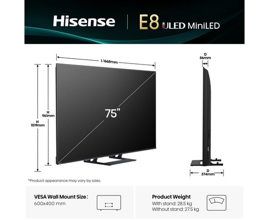 Телевизор Hisense 75E8Q, изображение 2 Телевизор Hisense 75E8Q, изображение 2