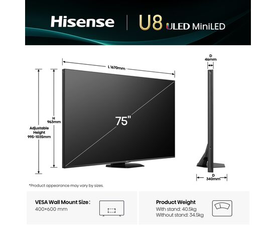Телевизор Hisense 75U8Q, изображение 2 Телевизор Hisense 75U8Q, изображение 2