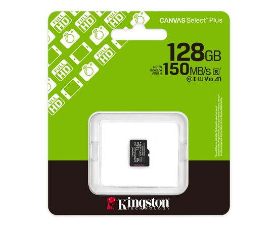 Карта памяти Kingston 128GB microSDXC class 10 UHS-I V10 A1 Canvas Select Plus (SDCS3/128GBSP), изображение 3 Карта памяти Kingston 128GB microSDXC class 10 UHS-I V10 A1 Canvas Select Plus (SDCS3/128GBSP), изображение 3