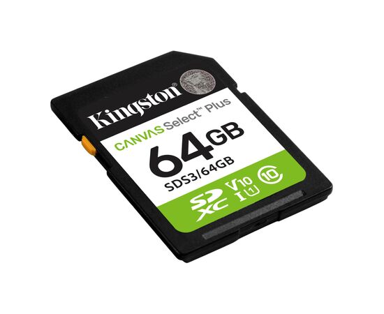 Карта памяти Kingston 64GB SDXC class 10 UHS-I V10 A1 Canvas Select Plus (SDS3/64GB), изображение 2 Карта памяти Kingston 64GB SDXC class 10 UHS-I V10 A1 Canvas Select Plus (SDS3/64GB), изображение 2