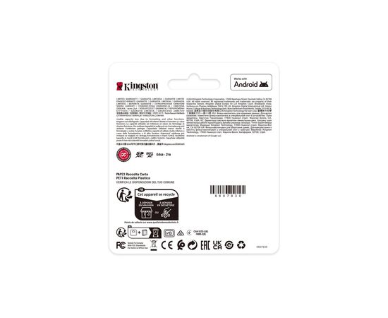 Карта памяти Kingston 64GB SDXC class 10 UHS-I V10 A1 Canvas Select Plus (SDS3/64GB), изображение 4 Карта памяти Kingston 64GB SDXC class 10 UHS-I V10 A1 Canvas Select Plus (SDS3/64GB), изображение 4