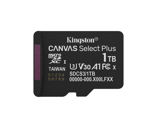 Карта памяти Kingston 1TB microSDXC class 10 UHS-I U3 V30 A1 Canvas Select Plus (SDCS3/1TBSP) Карта памяти Kingston 1TB microSDXC class 10 UHS-I U3 V30 A1 Canvas Select Plus (SDCS3/1TBSP)
