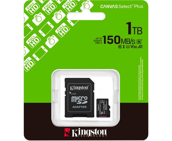 Карта памяти Kingston 1TB microSDXC class 10 UHS-I U3 V30 A1 Canvas Select Plus (SDCS3/1TB), изображение 3 Карта памяти Kingston 1TB microSDXC class 10 UHS-I U3 V30 A1 Canvas Select Plus (SDCS3/1TB), изображение 3