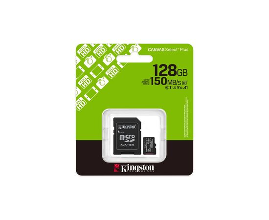 Карта памяти Kingston 128GB microSDXC class 10 UHS-I U3 V30 A1 Canvas Select Plus (SDCS3/128GB), изображение 3 Карта памяти Kingston 128GB microSDXC class 10 UHS-I U3 V30 A1 Canvas Select Plus (SDCS3/128GB), изображение 3