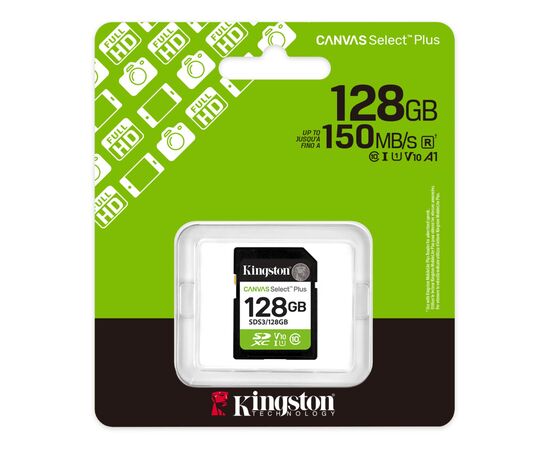 Карта памяти Kingston 128GB SDXC class 10 UHS-I V10 A1 Canvas Select Plus (SDS3/128GB), изображение 3 Карта памяти Kingston 128GB SDXC class 10 UHS-I V10 A1 Canvas Select Plus (SDS3/128GB), изображение 3
