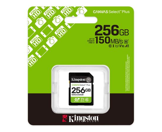 Карта памяти Kingston 256GB SDXC class 10 UHS-I V10 A1 Canvas Select Plus (SDS3/256GB), изображение 3 Карта памяти Kingston 256GB SDXC class 10 UHS-I V10 A1 Canvas Select Plus (SDS3/256GB), изображение 3