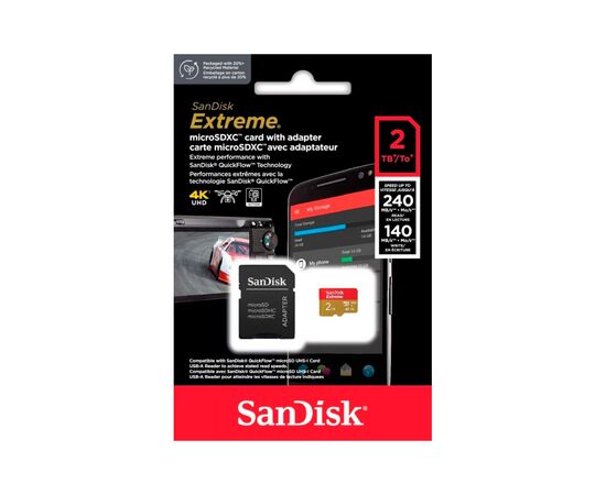 Карта памяти SanDisk 2TB microSDXC class 10 UHS-I U3 V30 A2 Extreme (SDSQXAV-2T00-GN6MA), изображение 3 Карта памяти SanDisk 2TB microSDXC class 10 UHS-I U3 V30 A2 Extreme (SDSQXAV-2T00-GN6MA), изображение 3