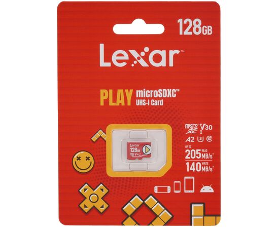 Карта памяти Lexar 128GB microSDXC class 10 UHS-I U3 V30 A2 Play (LMSPLAY128G-BNSNG), изображение 2 Карта памяти Lexar 128GB microSDXC class 10 UHS-I U3 V30 A2 Play (LMSPLAY128G-BNSNG), изображение 2