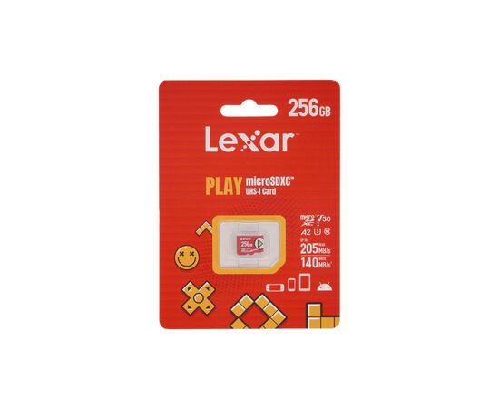 Карта памяти Lexar 256GB microSDXC class 10 UHS-I U3 V30 A2 Play (LMSPLAY256G-BNSNG), изображение 2 Карта памяти Lexar 256GB microSDXC class 10 UHS-I U3 V30 A2 Play (LMSPLAY256G-BNSNG), изображение 2