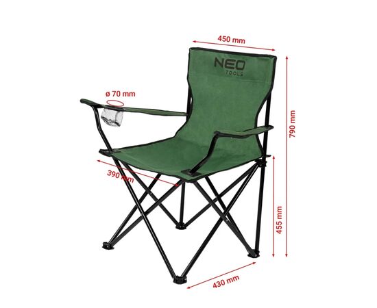 Стул складной Neo Tools 79 x 39 x 43 см, до 120 кг, чохол (63-157), изображение 10 Стул складной Neo Tools 79 x 39 x 43 см, до 120 кг, чохол (63-157), изображение 10