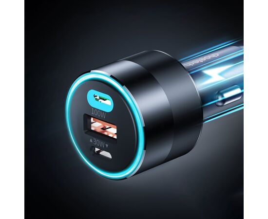 Зарядное устройство Choetech car 2хUSB-C+USB-A 130W QC3.0/PD/PPS black (TC0011-BK), изображение 6 Зарядное устройство Choetech car 2хUSB-C+USB-A 130W QC3.0/PD/PPS black (TC0011-BK), изображение 6