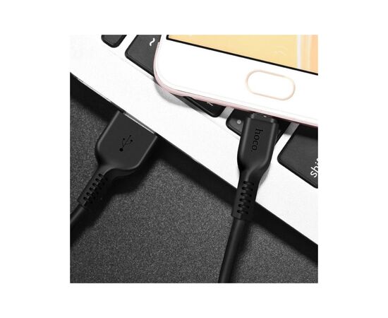 Дата кабель USB 2.0 AM to Micro 5P 2.0m 2A PVC X20 black HOCO (6957531068884), изображение 5 Дата кабель USB 2.0 AM to Micro 5P 2.0m 2A PVC X20 black HOCO (6957531068884), изображение 5