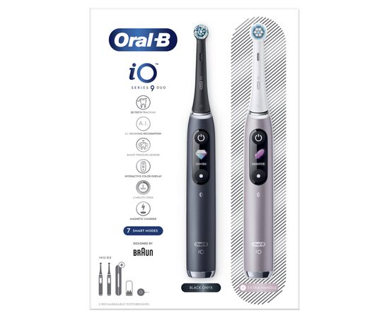 Електрична зубна щітка Oral-B Series 9 DUO iOM9d.2J2.2AD Рожева+Чорна (2) (4210201411574), зображення 2 Електрична зубна щітка Oral-B Series 9 DUO iOM9d.2J2.2AD Рожева+Чорна (2) (4210201411574), зображення 2