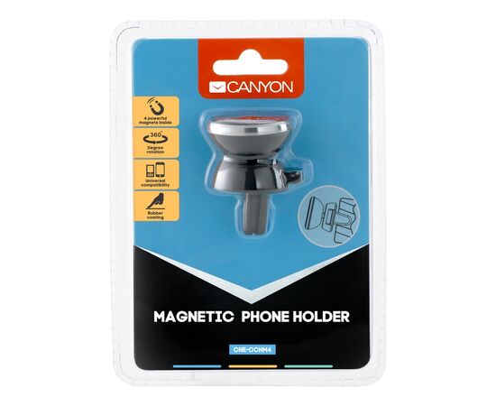 Универсальный автодержатель Canyon Car air vent magnetic phone holder with button (CNE-CCHM4), изображение 5 Универсальный автодержатель Canyon Car air vent magnetic phone holder with button (CNE-CCHM4), изображение 5