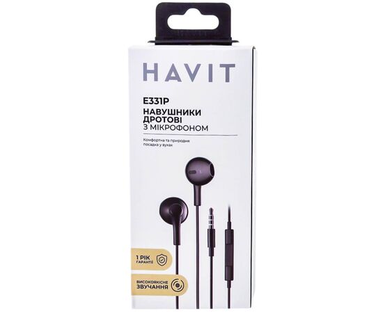 Наушники Havit HV-E331P Black (HV-E331P), изображение 3 Наушники Havit HV-E331P Black (HV-E331P), изображение 3