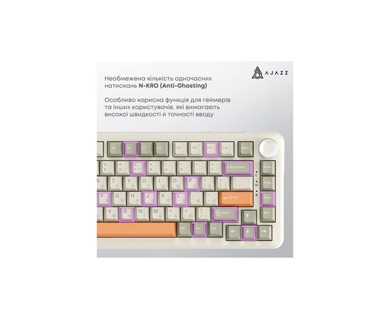 Клавіатура Ajazz AK820 MAX Flying Fish Switch RGB Wireless/Bluetooth/USB Beige (AK820MAX-FF-R), зображення 8 Клавіатура Ajazz AK820 MAX Flying Fish Switch RGB Wireless/Bluetooth/USB Beige (AK820MAX-FF-R), зображення 8