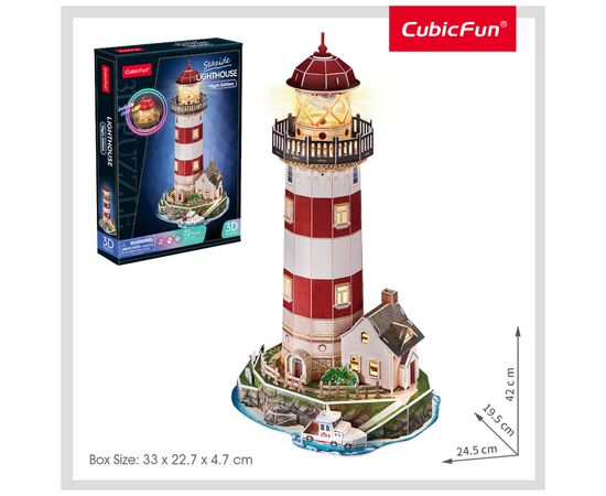 Пазл Cubic Fun тривимірний Night edition Маяк із LED-підсвічуванням (L540h), зображення 2 Пазл Cubic Fun тривимірний Night edition Маяк із LED-підсвічуванням (L540h), зображення 2