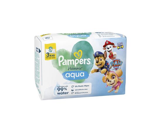 Детские влажные салфетки Pampers Harmonie Aqua Щенячий Патруль 48 шт х 3 пачки (144 шт) (8700216722476) Детские влажные салфетки Pampers Harmonie Aqua Щенячий Патруль 48 шт х 3 пачки (144 шт) (8700216722476)