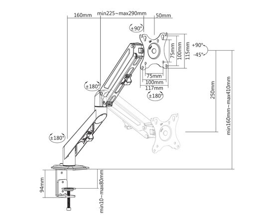 Кронштейн Brateck LDT25-C012, изображение 6 Кронштейн Brateck LDT25-C012, изображение 6