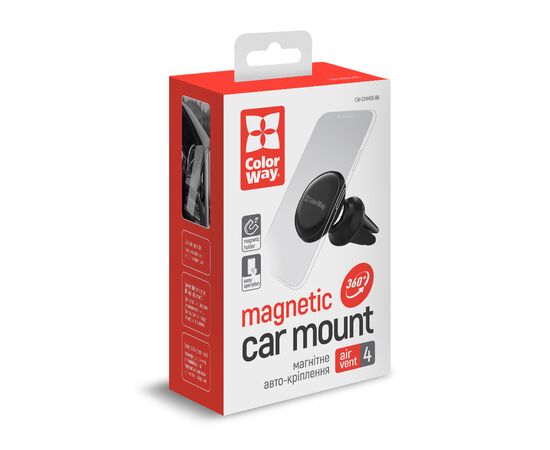Універсальний автотримач ColorWay Metallic Air Vent-4(360 rotation) magnetic Black (CW-CHM09-BK), зображення 4 Універсальний автотримач ColorWay Metallic Air Vent-4(360 rotation) magnetic Black (CW-CHM09-BK), зображення 4