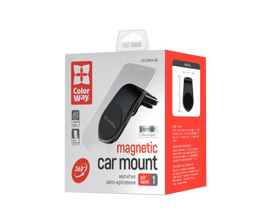 Універсальний автотримач ColorWay Magnetic Metallic Air Vent-1 Black (CW-CHM04-BK), зображення 4 Універсальний автотримач ColorWay Magnetic Metallic Air Vent-1 Black (CW-CHM04-BK), зображення 4