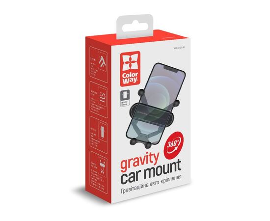 Універсальний автотримач ColorWay Gravity Sensor Holder Black (CW-CHG11-BK), зображення 11 Універсальний автотримач ColorWay Gravity Sensor Holder Black (CW-CHG11-BK), зображення 11