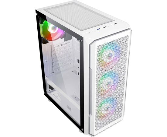 Корпус 2E Gaming Hexagon G338W, без БЖ, 2xUSB 3.0, 1xUSB Type-C, 1x120mm, 3x120mm ARGB, TG Side Panel, AT (2E-G338W), изображение 5 Корпус 2E Gaming Hexagon G338W, без БЖ, 2xUSB 3.0, 1xUSB Type-C, 1x120mm, 3x120mm ARGB, TG Side Panel, AT (2E-G338W), изображение 5