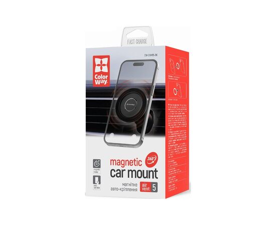 Універсальний автотримач ColorWay Magnetic Air Vent-5 (360° rotation) (CW-CHM15-BK), зображення 11 Універсальний автотримач ColorWay Magnetic Air Vent-5 (360° rotation) (CW-CHM15-BK), зображення 11