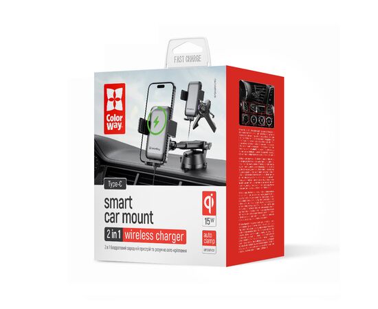Універсальний автотримач ColorWay AutoSense Car Wireless Charger 2 (Dashboard+Air Vent) 15W (CW-CHAW040Q-BK), зображення 8 Універсальний автотримач ColorWay AutoSense Car Wireless Charger 2 (Dashboard+Air Vent) 15W (CW-CHAW040Q-BK), зображення 8